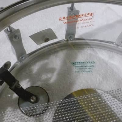 LUDWIG VISTALITE Snare Drum 5 x 14 Clear Acrylic Shell ALL Original 70s Blue & Olive Badge 10 Lug EC image 12