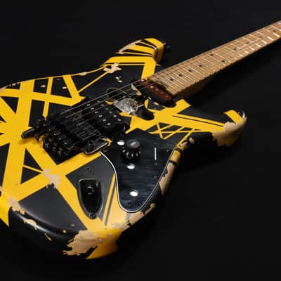 EVH Striped Series Frankenstein Frankie Electric Guitar - Black with Yellow Stripes, Relic 065 image 3