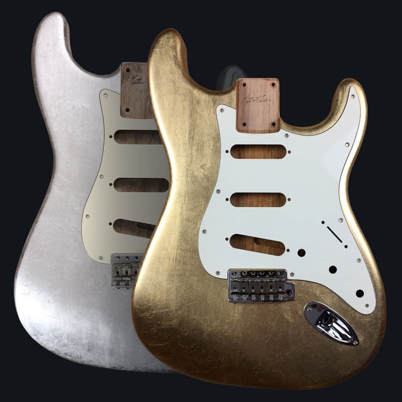 Made to Order - FRANCHIN Mercury guitar body Glossy METALLIC LEAF (Gold/Silver/Copper) Basswood Poplar Stratocaster-Strat-S-Style Made in Italy image 1