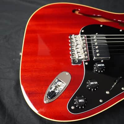 Rare Fender Japan Stratocaster Thinline ST/HO/2H 2012  Cherry Semi-Hollow F-Hole MIJ image 9