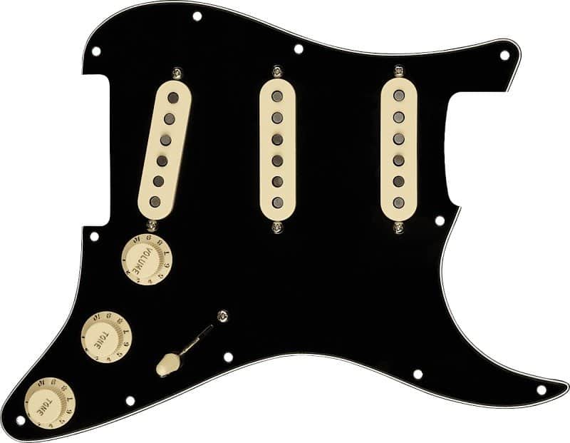 Fender Pre-Wired Strat Pickguard, Custom Shop Custom '69 SSS, Black 11 Hole PG image 1