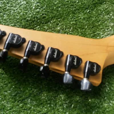 Jackson Model PS4 MIJ JAPAN PERFORMER VINTAGE 90s Floyd Rose 24 Frets Reverse Headstock 1990s Factory Original Burgundy Purple Brown Mist Finish image 7