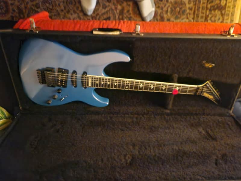 1986 Vintage Kramer Stagemaster Custom Flip Flop Blue Neck Thru Floyd Rose Bridge 1980s USA image 1