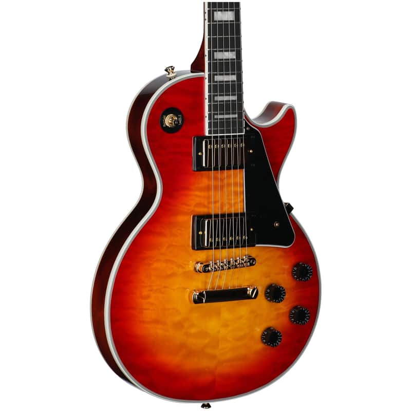 Epiphone Exclusive Les Paul Custom AAA Quilt Top Electric Guitar (with Gig Bag), Heritage Cherry Sunburst image 1