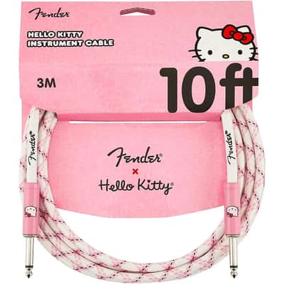 099-0818-123 Fender® x Hello Kitty® White Pink Woven Guitar Instrument Cable 10'