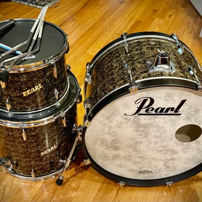 Pearl 60s Mahoghany drum set Leopard wrap 13,16,22 - Evans USA heads image 1
