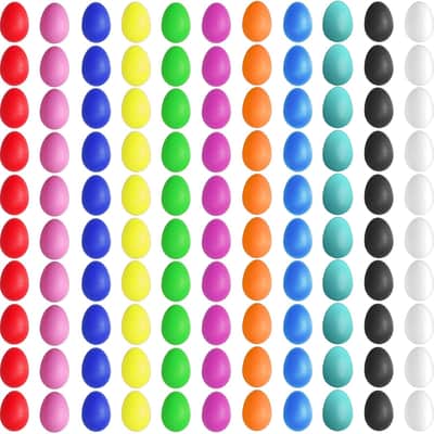 66 Pcs Plastic Egg Shakers Easter Egg Shaker Percussion Musical Maracas Eggs Plastic Easter Egg for Kids Toys Learning DIY Painting(11 Colors) image 1