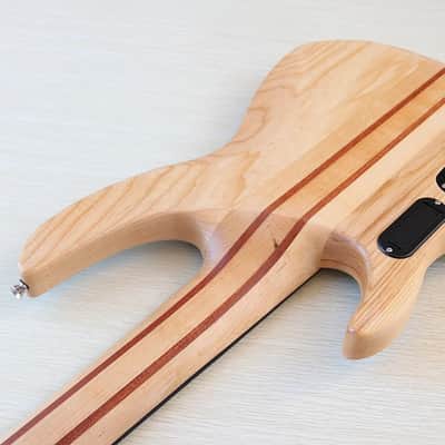 Blue Custom 5 String Electric Bass, Burl Wood Top Ash Body, Maple Neck Through image 7