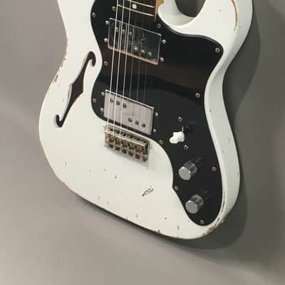 Vintage Custom USA Made Semi-Hollow TL72 Thinline Tele Chambered F Hole Relic White Fender Wide Ranges 6.6 Lb HSC image 4