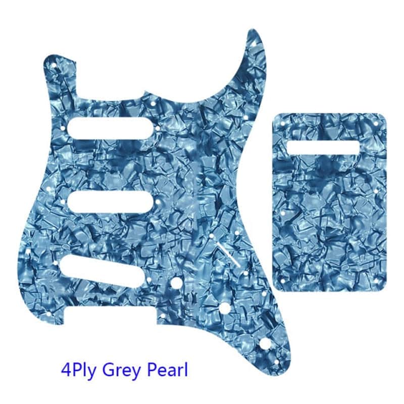 Guitar Pickguard With Back Plate Suit For USA/Mexico Fender Strat Standard SSS ST-4Ply Grey Pearl image 1