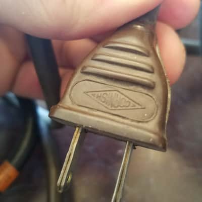 Cornish one (1) 117V Power Cord Electric Cable cut Ampro Vintage non-polarized black, brown 1940s-1960s image 2
