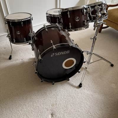 Sonor Delite 5-Piece Drum Set 2011 – Brown Burst High Gloss – Made in Germany – Matching Snare image 1