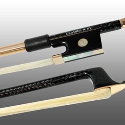 Glasser Violin Bow Braided Carbon Fiber Round, Fully Lined Ebony Frog, 585 Gold Grip & Tip 4/4 size image 2
