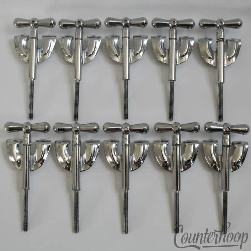 *Rogers 10x Bow-Tie Bass Drum Tension 3 3/4" T-Rods Chrome 60s Holiday Cleveland image 1