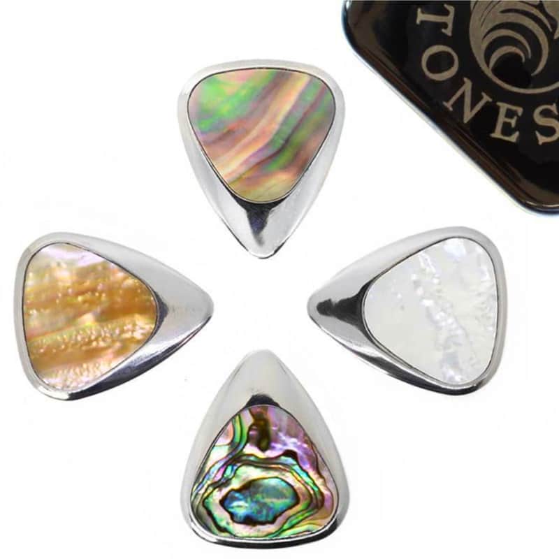 2024 Timber Tones Titanium and Shell Inlay Guitar Picks in a G…