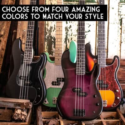 Sawtooth EP Series Electric Bass Guitar, Surf Green w/ Pearl Pickguard image 2