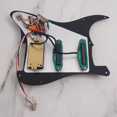 Red Double Blades Guitar Strat Stratocaster Style HSS Prewired Loaded Pickguard image 4
