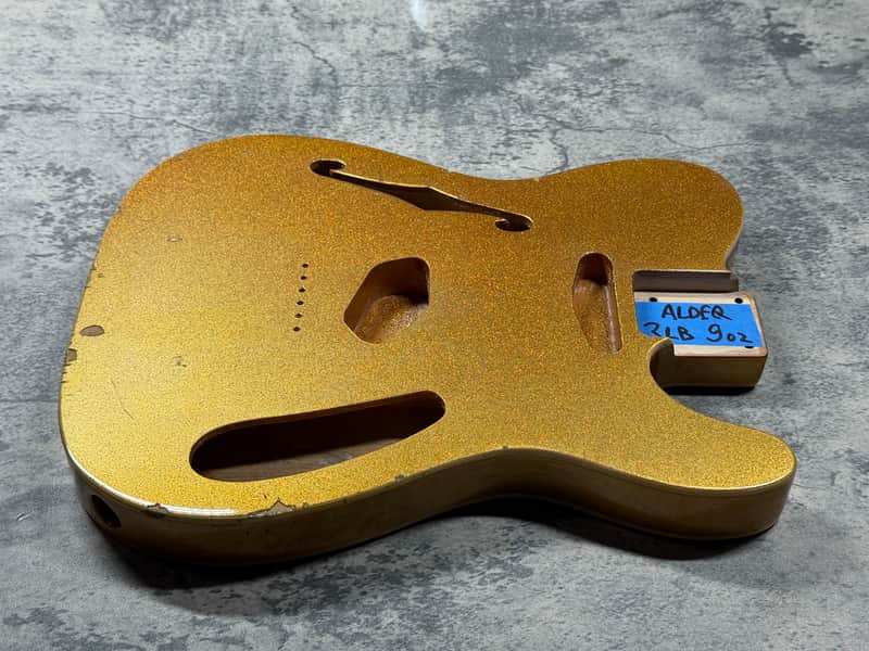 Real Life Relics 69 Thinline Tele® Telecaster® Body Double Bound Semi Hollow Aged Gold Flake Sparkle image 1