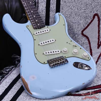 Fender Custom Shop 1962 Stratocaster Hand-Wound Pickups AAA Dark Rosewood Slab Board Relic Sonic Blue image 8
