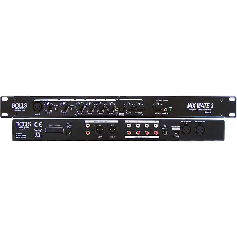 Rolls RM69 MixMate 3 6-Channel Mic/Line Mixer with Phantom Power image 1