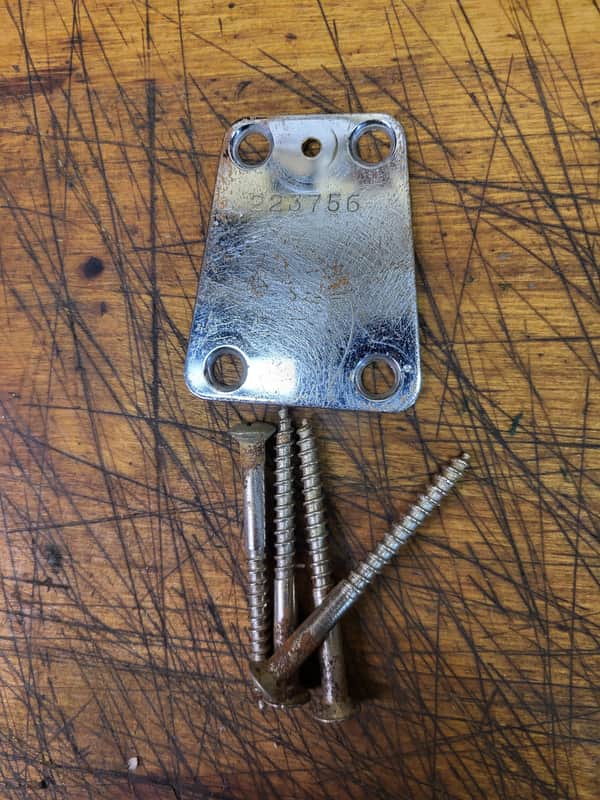1960's Vintage RARE 4 Bolt Electric Guitar Bass Neck Plate Screws Luthier Parts image 1
