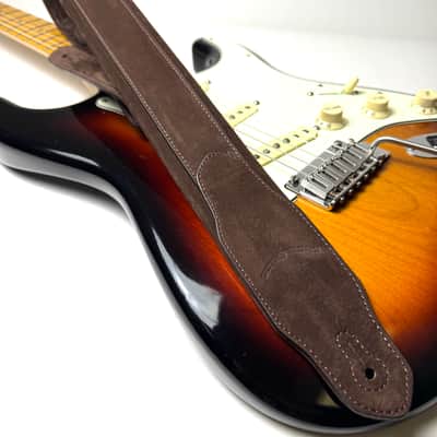 Walker & Williams NL-06-CGN New Cognac Brown "Skinny" 2" Super Soft Full Grain Nubuck Leather Padded Guitar Strap image 2