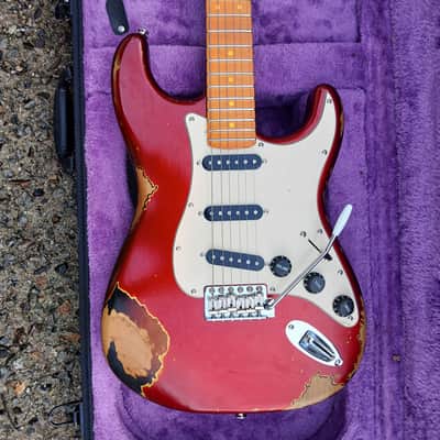 Custom Strat Candy Apple Red Rocker Relic Finish image 3