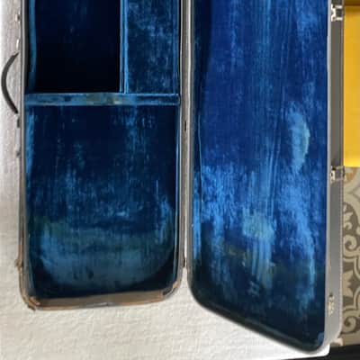 Vintage 1960’s Epiphone Newport Short Scale Bass Hardshell Case Gray Tolex Blue Interior CASE ONLY Extremely Rare image 2