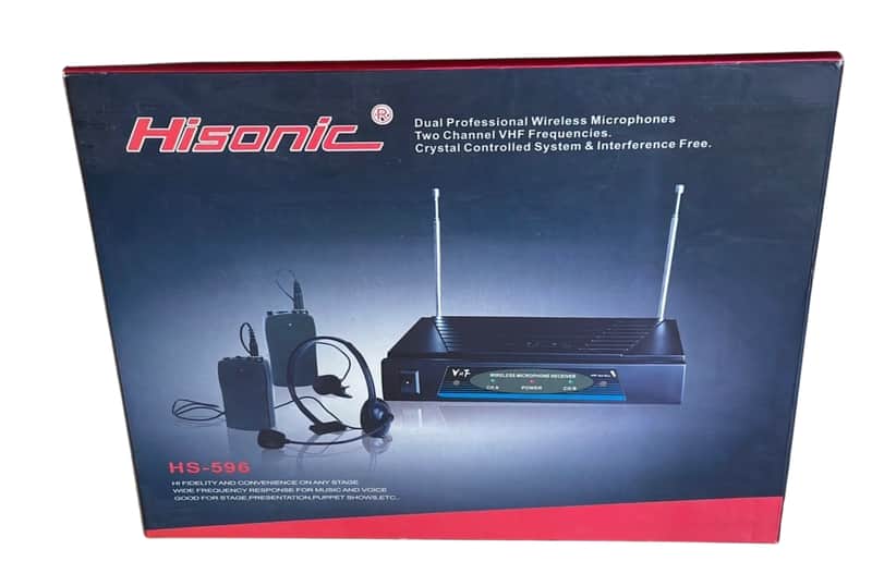 HiSonic Dual Channel Professional VHF Wireless Microphone System Receiver with Bodypacks 2000s Y2K image 1