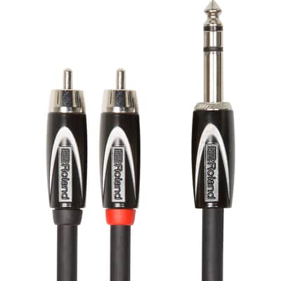 Roland - Black Series 1/4" TRS to Dual RCA Stereo Interconnect Cable - 5'