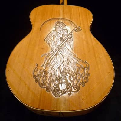 Blueberry Handmade Jumbo Size Acoustic Guitar Reaper Motif image 7