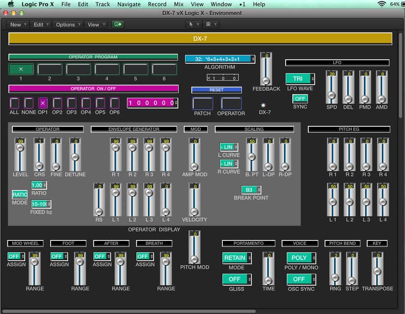 VIRTUAL Yamaha DX-7 / DX-7II editor / programmer (6-Op FM) - LOGIC v4 - X image 1