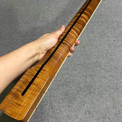 20 fret Roasted flame maple J BASS guitar neck part 34inch block inlay Matte image 7