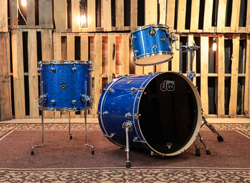 DW Performance Blue Sparkle Drum Set - 18x22,9x13,14x16 image 1