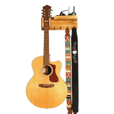 Multifunctional Guitar Wall Hanger Guitar Holder  with Storage Shelf,Pick Holder,4 Hooks,price include the import duty for US buyer image 5