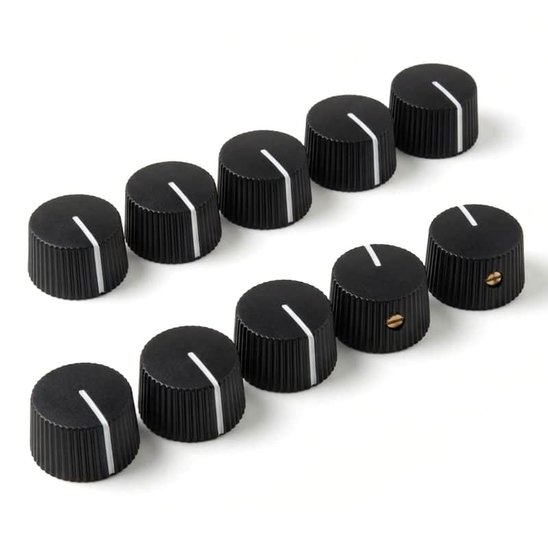 Black Vintage-Style Amplifier Knobs w/ Set Screw (Set of 10) - Fits 6.35mm Pots image 1
