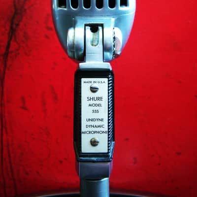 Vintage 1960's Shure 55S dynamic cardioid microphone w Atlas DS-10 desk stand 55 55SW 556S prop display image 8
