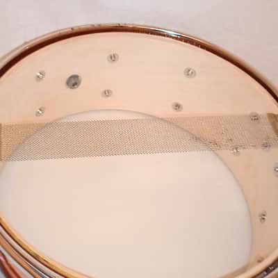FRANKEN SNARE DRUM (C VIDEO) BIRCH HYBRID RECYCLED PARTS  - AMBER LACQUER - FREE SHIP TO C-USA! image 8