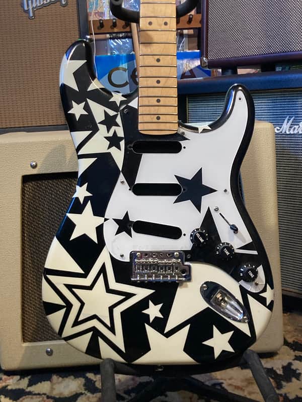 Fender Mighty Mite PROJECT Stratocaster Billy Corgan Vibes - Custom Black & White Stars 🌟 Design image 1