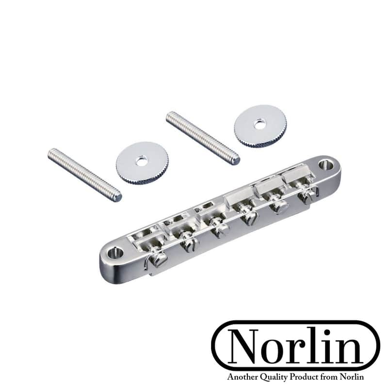 Norlin HK-25C ABR-1 Tune-O-Matic Wired Bridge w/ 4mm Posts for Gibson® Guitars-Chrome image 1