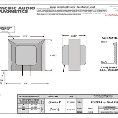 Pacific Transformer Fender 4Hy, 50mA Choke 2021 image 2