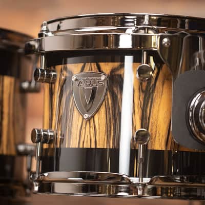 VARUS CUSTOM DELUXE 5 PIECE DRUM KIT, MAHOGANY SHELLS, ROYAL EBONY VENEER image 9