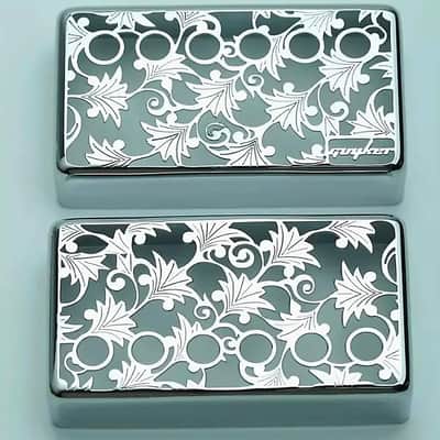 Chrome Leafs Top Guitar Hollowed Humbucker Pickups Covers, 50/52MM Spacing image 1