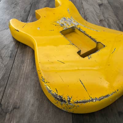 FRANCHIN Mercury guitar body Relic Aged Monaco Yellow 100% Nitro Lacquer Cracks HSS Basswood Stratocaster-Strat-S-Style Made in Italy - Stock piece #23230826 image 11