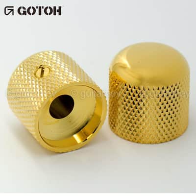 NEW (2) Gotoh VK1-18 - Control Knob DOME Bass, Guitar METAL for 6mm Pots - GOLD