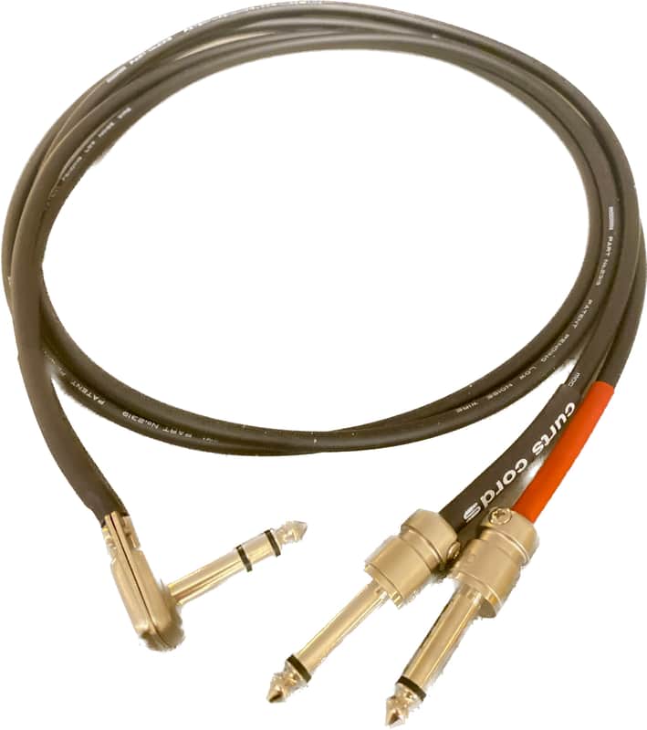 Mogami Curts Cords Mogami 2319 Stereo Y Cable 3' TRS Pancake Square Plug to (2) Straight compact TS plugs image 1