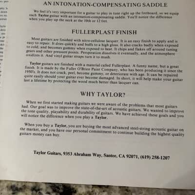 Taylor Price List & Catalog 1993 Dan Crary Koa 900 800 700 600 500 image 19