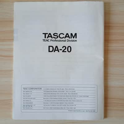 Owner's Manual for TASCAM DA-20 D.A.T TEAC professional division 1990s image 12