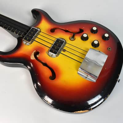 1960's Hohner Bartell Original Vintage Semi-Hollow Fretless Electric Bass Guitar image 5