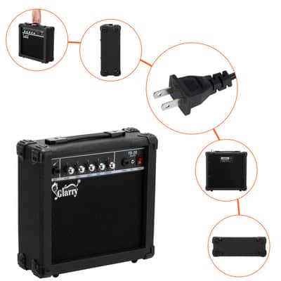 Full Size Glarry 4 String Burning Fire enclosed H-H Pickup Electric Bass Guitar with 20W Amplifier/ Bag/ Black image 9